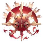  creature full_body gen_3_pokemon looking_at_viewer nasnotte no_humans number pokemon pokemon_(creature) pokemon_number red_eyes simple_background solo solrock white_background 