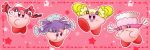  :d blush_stickers closed_eyes cosplay creature dancing gen_7_pokemon kirby kirby_(series) looking_at_viewer maiko_(mimi) no_humans open_mouth oricorio oricorio_(baile) oricorio_(cosplay) oricorio_(pa&#039;u) oricorio_(pom-pom) oricorio_(sensu) pink_background pokemon pose simple_background smile star starry_background violet_eyes 