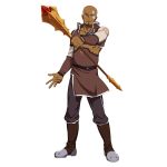  1boy agil apron beard black_eyes black_pants boots brown_apron closed_mouth collarbone dark_skin facial_hair facial_mark highres holding holding_staff long_sleeves looking_at_viewer male_focus official_art pants shrug_(clothing) solo staff standing sword_art_online transparent_background 