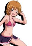  adapted_costume bikini bikini_skirt black_bikini brown_eyes brown_hair cure_black futari_wa_precure futari_wa_precure_max_heart happy heart misumi_nagisa navel niita precure short_hair smile swimsuit 