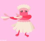  bird bird_focus black_eyes commentary creature english_commentary full_body gen_7_pokemon looking_at_viewer no_humans oricorio oricorio_(pa&#039;u) pokemon pokemon_(creature) purple_background rottenplant signature simple_background solo standing 