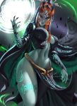  1girl absurdres blue_skin breasts commentary gloves highres hlulani long_hair looking_at_viewer midna midna_(true) navel pinup pointy_ears red_eyes solo the_legend_of_zelda the_legend_of_zelda:_twilight_princess 