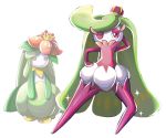  brown_eyes commentary conmimi creature dancing english_commentary eyelashes full_body gen_5_pokemon gen_7_pokemon lilligant looking_at_another no_humans one_eye_closed pokemon pokemon_(creature) simple_background sparkle standing tsareena violet_eyes white_background 