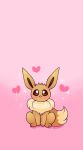  blush brown_eyes commentary creature eevee english_commentary flufflixx full_body gen_1_pokemon heart heart_background highres looking_at_viewer no_humans phone_wallpaper pink_background pokemon pokemon_(creature) shadow simple_background solo 