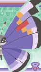  badge black_eyes bug bug_badge butterfly creature english_text green_background gym_leader_badge honeycomb_(pattern) honeycomb_background insect looking_at_viewer namima_usagi no_humans pokemon pokemon_(creature) smile solo vivillon vivillon_(elegant) 