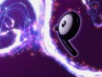 abstract_background black_eyes commentary creature english_commentary floating full_body gen_2_pokemon ilkcmp no_humans pokemon pokemon_(creature) purple_background solo sparkle unown 