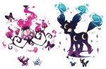  bird black_ribbon blank_eyes chandelure charamells cosmog creature crescent espeon fire flame floating flying full_body fusion galarian_moltres gen_2_pokemon gen_5_pokemon gen_7_pokemon gen_8_pokemon looking_at_viewer multiple_fusions no_humans pink_eyes pink_fire pokemon pokemon_(creature) purple_fire ribbon simple_background sparkle standing star_(sky) white_background yellow_eyes 