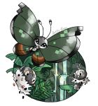  :d artsy-theo bug butterfly creature flying gen_6_pokemon happy insect looking_at_viewer no_humans open_mouth outdoors pokemon pokemon_(creature) rock scatterbug signature smile spewpa tree vivillon vivillon_(jungle) water waterfall 