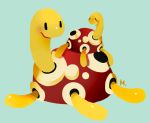  blue_background closed_eyes commentary creature english_commentary full_body gen_2_pokemon looking_at_another maizilla no_humans pokemon pokemon_(creature) pun shell shuckle signature simple_background size_difference 