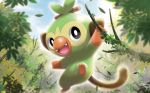  :d black_eyes blue_sky clouds cloudy_sky creature day fangs full_body gen_8_pokemon glowing grookey happy monkey no_humans official_art open_mouth outdoors pokemon pokemon_(creature) pokemon_trading_card_game sky smile solo sun 