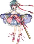  1girl :o bad_proportions bow breasts cape crescent crescent_hair_ornament hair_ornament hair_ribbon hitsuji_chronicle looking_at_viewer medium_breasts official_art pandora_(hitsuji_chronicle) pink_bow pink_ribbon ribbon sheath sheathed short_hair solo standing sword transparent_background violet_eyes weapon wide_sleeves 
