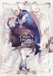  1boy branch copyright_name highres looking_at_viewer male_focus pixiv_fantasia pixiv_fantasia_age_of_starlight pointy_ears ryou_(pixiv779953) scarf sitting solo talons white_hair white_scarf white_wings wings 