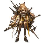  1girl animal_ears ankle_strap arknights axe baggy_clothes bangs boots breasts brown_dress brown_footwear ceobe_(arknights) dog_ears dog_tail dress hair_between_eyes holding holding_weapon jacket large_breasts light_brown_hair lm7_(op-center) long_hair looking_at_viewer multicolored multicolored_clothes multicolored_jacket multiple_straps multiple_swords multiple_weapons official_art open_clothes open_jacket red_eyes shoulder_pads sidelocks snap-fit_buckle solo staff tachi-e tail thigh-highs thigh_boots transparent_background very_long_hair weapon 