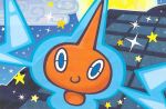  blue_eyes building closed_mouth clouds floating full_moon gen_4_pokemon ghost mahou moon night night_sky official_art outdoors pokemon pokemon_trading_card_game rotom rotom_(normal) sky smile star star_(sky) starry_sky third-party_source 