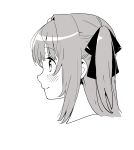  1girl bangs blush bow closed_mouth copyright_request eyebrows_visible_through_hair grey_background hair_bow highres nagisa_kurousagi portrait profile simple_background smile solo twintails two_side_up white_background 