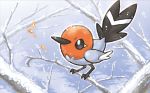  bird bird_focus creature fletchling no_humans official_art pokemon pokemon_(creature) pokemon_trading_card_game solo third-party_source tsuruta_saya 