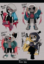  4boys :d absurdres alternate_universe ankle_socks arm_behind_back axe bad_id bad_pixiv_id bill_cipher black_bow black_bowtie black_coat black_hat black_pants black_sclera black_shoes blue_eyes blue_jacket blue_shoes bone bow bowtie broken_heart cane character_name clenched_teeth coat collared_shirt colored_sclera drawstring dusttale fewer_digits film_grain full_body fur-trimmed_jacket fur_trim gloves glowing glowing_eye glowing_eyes gravity_falls grey_background grey_hood grey_sweater grid_background grin hat hat_tip heart highres holding holding_bone holding_cane holding_knife hollow_eyes hood hood_up hooded_coat hooded_jacket horrortale inactive_account jacket kansou_(kanso_1) killer_sans knife letterboxed long_sleeves male_focus mini_hat mini_top_hat multicolored_eyes multiple_boys multiple_persona open_clothes open_coat open_jacket pants pink_slippers puffy_long_sleeves puffy_sleeves reaching reaching_towards_viewer red_eyes red_scarf sans_(undertale) scarf shirt shoes shorts simple_background sitting skeleton slippers smile socks soul_(deltarune) standing standing_on_one_leg sweat sweater teeth top_hat traditional_bowtie turtleneck turtleneck_sweater twitter_username two-sided_coat two-sided_fabric two-tone_eyes undertale undertale:_something_new uneven_eyes utdr_(toby_fox) vest watermark white_gloves white_shirt white_shorts white_socks white_sweater yellow_coat yellow_eyes yellow_vest 