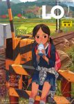  backpack bag comic_lo drinking highres railroad_crossing railroad_tracks randoseru skirt solo takamichi twintails 