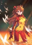  bodysuit breasts butterfly cleavage evangelion:_2.0_you_can_(not)_advance lcl long_hair nardack navel neon_genesis_evangelion orange_hair plugsuit rebuild_of_evangelion redhead shikinami_asuka_langley skin_tight solo souryuu_asuka_langley test_plugsuit twintails wading 