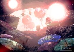  cave creature final_fantasy final_fantasy_xiv floating glowing mushroom no_humans plant scenery vines yabuka_shiwa 