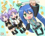  hatsune_miku hatsune_miku_(cosplay) hiiragi_kagami hiiragi_tsukasa izumi_konata kagamine_len kagamine_len_(cosplay) kagamine_rin kagamine_rin_(cosplay) lucky_star nagian parody spring_onion thighhighs twintails vocaloid 