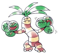  bynine english_commentary exeggutor fakemon full_body fusion no_humans pokemon pokemon_(creature) standing sudowoodo sugimori_ken_(style) sweatdrop transparent_background 