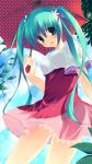  dress green_hair hatsune_miku highres kinoko melt_(vocaloid) twintails umbrella vocaloid 