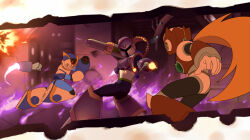  3boys android arm_cannon armor blonde_hair blue_gloves cannon chest_jewel clenched_teeth fiery_background fighting finger_gun fire first_armor_x_(mega_man) forehead_jewel full_body gloves green_eyes grey_gloves helmet holding jewelry long_hair may_(nicoseiga_32709921) mega_man_(series) mega_man_maverick_hunter_x mega_man_x_(series) multiple_boys ponytail purple_armor purple_helmet red_armor red_helmet robot robot_ears rocket_punch shoulder_armor shoulder_cannon standing teeth very_long_hair vile_(mega_man) weapon white_armor white_gloves white_helmet x_(mega_man) zero_(mega_man) 