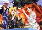  blonde_hair blue_eyes blue_hair brown_hair fate_testarossa highres japanese_clothes kimono long_hair mahou_shoujo_lyrical_nanoha mahou_shoujo_lyrical_nanoha_strikers okuda_yasuhiro ponytail purple_eyes red_eyes reinforce_zwei takamachi_nanoha yagami_hayate yukata 