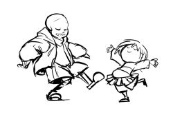  1other 2018 2d ambiguous_gender ankle_boots black_shorts boots brothers brown_hair child dancing digital_media double_horizontal_stripe frisk_(undertale) full_body height_difference hollow_eyes hood hood_down hooded_jacket horizontal-striped_clothes human humanoid jacket male monochrome monster monster_boy open_clothes open_jacket sans_(undertale) shirt short_hair shorts siblings simple_background single_vertical_stripe skeleton sketch skirt slippers socks striped_clothes striped_shirt striped_shorts teeth tutu two-tone_shirt undead undertale utdr_(toby_fox) vertical-striped_clothes vertical-striped_shorts white_background white_shirt white_stripes zwagyzonk 