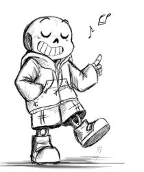  1boy 2015 2d animated animated_gif commentary digital_media drawstring english_commentary full_body hand_in_pocket hood hood_down hooded_jacket humanoid index_finger_raised jacket looping_animation male male_focus male_only monochrome monster monster_boy musical_note open_clothes open_jacket sans_(undertale) shirt shorts simple_background single_vertical_stripe skeleton slippers socks solo standing striped_shorts teeth toono u_u undead undertale utdr_(toby_fox) vertical-striped_clothes vertical-striped_shorts white_background 