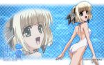  blonde_hair green_eyes h2o_footprints_in_the_sand hairband looking_back one-piece_swimsuit open_mouth otoha short_hair swimsuit 