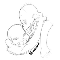  2020 2boys 2d armor artist_name brothers closed_eyes cropped_shoulders digital_media duo half-closed_eyes height_difference humanoid male male_focus male_only monster monster_boy multiple_boys papyrus_(undertale) sans_(undertale) scarf shared_scarf siblings simple_background skeleton sketch teeth undead undertale utdr_(toby_fox) white_background zwagyzonk 