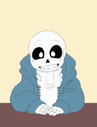  2019 2boys 2d animated animated_gif arm_rest blue_hood blue_jacket digital_media dual_persona duo hood hood_down hooded_jacket jacket male male_focus male_only mini_person miniboy multiple_boys open_clothes open_jacket orange_background sans_(undertale) simple_background size_difference sweater undertale upper_body utdr_(toby_fox) white_sweater zipper zwagyzonk 