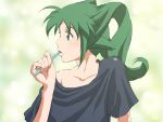  green_hair morning shirt_slip solty_rei solty_revant t-shirt toothbrush yomi_(indigoriver) 
