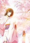  cherry_blossoms irisless_eyes japanese_clothes kara_no_kyoukai kimono ryougi_shiki short_hair tree trees type-moon 