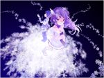  artist_request blue_hair dress kooh long_hair pangya purple purple_eyes red_eyes snowflakes violet_eyes 