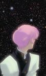  androgynous cap looking_back night pink_hair reverse_trap revolutionary_girl_utena short_hair shoujo_kakumei_utena shoujo_kakumei_utena_adolescence_mokushiroku sky star star_(sky) starry_sky stars tenjou_utena tomboy uniform 