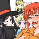  black_hair blonde_hair flandre iganseijin kaibutsu_oujo kamura_reiri lilianne orange_hair riza_wildman 