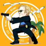  chibi csi csi_miami gun horatio_caine lowres nemurism palm_tree sunglasses tree weapon 