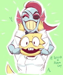  2019 2d 2girls alphys anthro behind_another black_eyepatch black_tank_top blue_pants blue_skin boots buck_teeth coat colored_sclera colored_skin cropped_torso digital_media dinosaur dinosaur_girl duo ear_fins eyepatch female female_only fins fish fish_girl glasses green_background head_fins height_difference high_ponytail lab_coat lizard lizard_girl lizard_tail long_hair monster monster_girl multiple_girls outline pants ponytail red_boots red_hair reptile reptile_girl reptile_tail scalie seki_(vcyr2733) sharp_teeth simple_background slit_pupils straight-on tail tank_top teeth undertale undyne utdr_(toby_fox) white_coat yellow_sclera yellow_skin yellow_teeth 