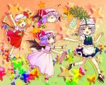  blue_hair colorful flandre_scarlet hat izayoi_sakuya maid remilia_scarlet ribbon ribbons sakurano short_hair touhou translated wings yukkuri_shiteitte_ne 