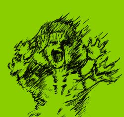  1boy absurdres ai-generated_art_(topic) album_cover ash_baby_(meme) baby brat_(charli_xcx) cover disintegration extra_arms green_theme highres jujutsu_kaisen katenikii male_focus meme parody ryoumen_sukuna_(jujutsu_kaisen) ryoumen_sukuna_(true_form)_(jujutsu_kaisen) screaming simple_background sketch solo style_parody twitter_username 