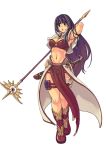  boots breasts cleavage long_loincloth mage mage_(ragnarok_online) midriff purple_hair ragnarok_online sheath sheathed staff sword weapon xration 