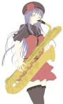  hat instrument original sabamu saxophone thigh-highs thighhighs zettai_ryouiki 