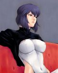  erect_nipples ghost_in_the_shell ghost_in_the_shell_stand_alone_complex jacket kusanagi_motoko lips nakano_tomokazu navel purple_eyes purple_hair short_hair skin_tight solo violet_eyes 