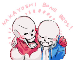  2022 2boys 2d armor blue_jacket brothers cape closed_eyes digital_media duo gloves grey_hood hand_on_another's_shoulder height_difference hood hood_down hooded_jacket humanoid jacket lowres male male_focus male_only monster monster_boy multiple_boys open_clothes open_jacket open_mouth papyrus_(undertale) portrait red_cape red_gloves romaji_text sakito_(mg_1016) sans_(undertale) shirt siblings simple_background skeleton smile teeth text undead undertale utdr_(toby_fox) white_armor white_background white_shirt 