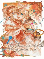  aku_no_musume_(vocaloid) aqua_eyes bare_shoulders belt black_leg_warmers black_sailor_collar black_shorts black_sleeves blonde_hair blue_eyes blue_gemstone bow cable cheek-to-cheek choker colored_eyelashes detached_sleeves dress dress_bow dress_flower dress_ribbon dual_persona earrings evil_smile evillious_nendaiki fang flower food frilled_choker frilled_sleeves frills fruit gem hair_bow hair_ornament hairclip headphones heads_together headset high_ponytail highres holding_hands interlocked_fingers jewelry kagamine_rin leg_up leg_warmers medium_hair microphone mui4ioqaak9436 number_tattoo off-shoulder_dress off_shoulder orange_(fruit) orange_belt orange_bow orange_ribbon petticoat ponytail puffy_sleeves red_gemstone revision ribbon riliane_lucifen_d'autriche rose sailor_collar shirt shorts shoulder_tattoo sidelocks skinny sleeveless sleeveless_shirt smile smirk speaker swept_bangs tattoo teeth treble_clef updo upper_teeth_only vocaloid white_bow wide_sleeves yellow_bow yellow_choker yellow_dress yellow_flower yellow_nails yellow_rose 