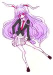  bunny_ears miri necktie pleated_skirt purple_hair red_eyes reisen_udongein_inaba skirt solo touhou 
