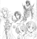  cecil_harvey child dark_knight final_fantasy final_fantasy_iv monochrome paladin palom porom sketch sword translation_request weapon 